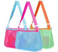 3 Pezzi Borsa da Spiaggia per Bambini, Borsa Rete Giochi Spiaggia, Borsa per Raccogliere Conchiglie per Spiaggia, Piscina, Campeggio, Viaggi (B)