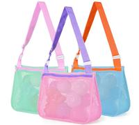 3 Pezzi Borsa da Spiaggia per Bambini, Borsa Rete Giochi Spiaggia, Borsa per Raccogliere Conchiglie per Spiaggia, Piscina, Campeggio, Viaggi (A)
