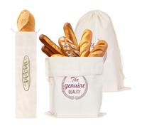 3 Pezzi Borsa per Il Pane in Lino,Busta Pane Stoffa con Coulisse,30 * 40 cm +16 * 64 cm,Sacchetti Riutilizzabili per Mantenere Il Filone Fresco,Sacchetto Lino per Filone, Baguette, Frutta, Verdura