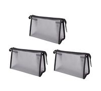 3 pezzi Borsa per il trucco in rete EVA impermeabile Design triangolare Borsa con cerniera in rete semitrasparente per cosmetici da viaggio Conservazione all'aperto Nero 23 x 14 x