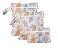 3 pezzi Borsa per pannolini bagnati e asciutti/borsa per lo storage con motivo a cartoni animati, decorazione per il bagno del bambino, regalo per la famiglia, distribuzione casuale dei motivi orso br