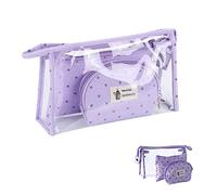 3 Pezzi Borse Cosmetiche da Viaggio,Impermeabile Custodia per Trucco Trasparente,Borse per Cosmetici con Zip per Vacanze,Viaggi,Bagno (viola)