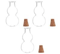 3 Pezzi Bottiglia dei Desideri a Forma di Zucca in Vetro | Tappo in Legno, Design Semplice e Chiaro, per Sabbia Colorata e Piccoli Ciondoli