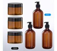 3 pezzi Bottiglie/Barattoli ricaricabili con collo lungo e spesso, da 500ml, colore ambra - adatti per shampoo, bagnoschiuma, balsamo, sali da bagno, lozione e crema da massaggio Set di 3 bottiglie + 