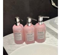 3 pezzi Bottiglie di plastica riutilizzabili da 500ml/16oz di colore rosa trasparente - Con etichette impermeabili, adatte per shampoo, balsamo, bagnoschiuma - Per uso domestico, hotel, salone - Stile