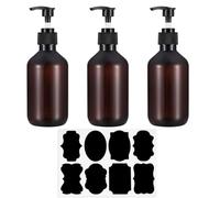 3 Pezzi Bottiglie Vuote con Pompa a Pressione, 300 ml Dispenser di Sapone Liquido, Flaconi a Pompa Dispenser Sapone per Lozioni Doccia Shampoo, con Etichetta