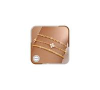 3 Pezzi Bracciale Donna Oro, Quadrifoglio Bracciale Donna S925 Con Zirconi, Regolabili Bracciali Donnas Amicizia, Set Braccialetti Sovrapponibili, Moda Gioielli Donne Regalo Amica Regali Mamma, Oro