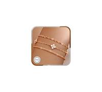 3 Pezzi Bracciale Donna Oro Rosa, Quadrifoglio Bracciale Argento 925 Con Zirconi, Regolabili Set Bracciali Amicizia Sovrapponibili Braccialetto, Moda Gioielli Donna Regalo Amica Regali Mamma, Oro Rosa