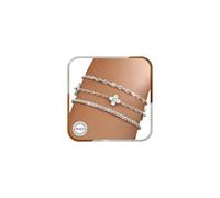 3 Pezzi Bracciale Donna S925, Quadrifoglio Bracciali Donna Argento Con Zirconi, Regolabili Set Bracciali Amicizia Sovrapponibili Braccialetto, Moda Gioielli Donne Regalo Amica Regali Mamma, Argento