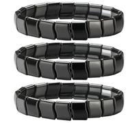 3 Pezzi Bracciale Ematite Uomo, Braccialetto In Ematite Naturale, Hematite Bracelet Men, Braccialetti Portafortuna Per Uomini Padri Lavoro Studio Sport Viaggio Ufficio Festa Appuntamento Compleanno