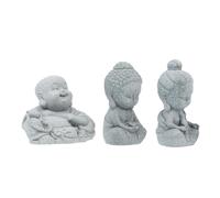 3 Pezzi Buddha In Pietra Ollare D'Arredo