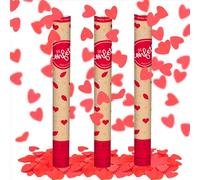 3 pezzi - Cannone coriandoli cuori e petali colore rosso 60 cm - coriandoli rosso San Valentino e matrimoni - decorazione eventi, feste, celebrazioni, matrimoni. Cannone Fiesta 60 cm.