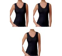 3 Pezzi Canotta Donna Spalla Larga Jadea 9201 Inserti in Macramè in Interlock