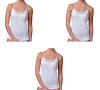 3 Pezzi Canotta Donna spalla Stretta Jadea 9000 Inserti in Macramè in Cotone
