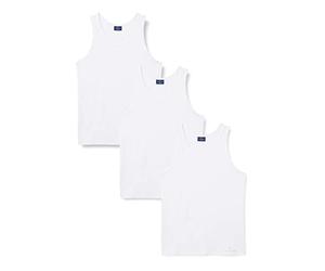 3 PEZZI CANOTTIERA SPALLA LARGA UOMO NAVIGARE 572 COTONE ELASTICIZZATO (4/M, Bianco)