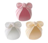 3 Pezzi Cappelli da Bambino Neonato Cappello Turbante per Bambini Bowknot Cappelli Elastici di Cotone Capo Caldo Traspirante Berretti per Infantile Bambini Neonati Ragazzi Ragazze (Cotone, A)
