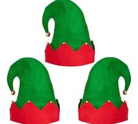 3 pezzi Cappelli da elfo in peluche realizzati per uomo e donna, cappelli da famiglia per il Natale, cappelli da Babbo Natale con ornamento a campana in metallo sulla parte superiore piccolo,grande,Se
