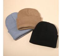 3 pezzi Cappellini invernali lavorati a maglia per bambini da 1 a 12 anni, stile Y2K, caldi e carini, per bambini e bambine, neonati e piccoli, colore nero 8-11Y,1-3Y,12-16Y,3-8YBlocchi di coloreAcril