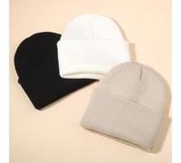 3 pezzi Cappellini invernali lavorati a maglia per bambini e neonati da 1 a 12 anni, stile Y2K, caldi e carini, per bambine e bambini, colore nero 8-11Y,1-3Y,12-16Y,3-8YColore unicoAcrilica