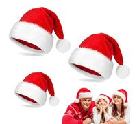 3 Pezzi Cappello di Babbo Natale, Cappello Natale,Cappello Babbo Natale Adulti,Cappello Babbo Natale Lungo,Cappello Babbo Natale Peluche per uomo e donna per Feste Natalizie, Cosplay, Decorazioni