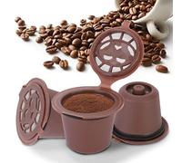 3 Pezzi Capsula Caffè Riutilizzabile Capsule Ricambio Capsule Filtri Caffè Ricaricabili Con Cucchiaio Caffè e Spazzola per Pulizia (Marrone)