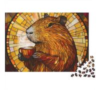 3 Pezzi Capybara Drinking Set Di Biancheria Da Letto Con Stampa 3D in Microfibra Copripiumino Con Cerniera Stained Glass Art Style Per Tutte Le Stagioni Per Ragazzi E Ragazze 70x50cm/1000pcs