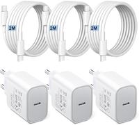 [3 pezzi] Caricatore USB C 25 W, caricabatterie rapido PD3.0 USB C spina tipo C cellulare alimentatore di rete con cavo da 2m, compatibile con iPhone 16/16 Plus/16 Pro Max/15/15 Plus/Galaxy S23