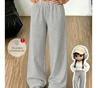 [3 Pezzi Casuali, Inviato 1 Pezzo] Pantaloni a Gamba Larga con Righe Verticali Minimal Flow per Ragazze, Vita Alta Elastica, Pantaloni Casual Leggeri 6Y,7Y,8Y,9Y,10Y,4Y,5Y,14Y,11Y,12Y,13Y,16Y,15YA str