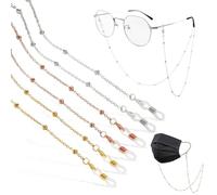 3 Pezzi Catenella per Occhiali, Perline Laccio Occhiali, Antiscivolo Laccetti per Occhiali Donna, Catena di Occhiali Metallo Catenelle