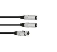 3 pezzi - Cavo adattatore audio OMNITRONIC 1m, XLR(F) a 2xXLR(M), nero