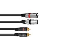 3 pezzi - Cavo Adattatore Audio OMNITRONIC 2xXLR(M) a 2xCinch RCA 1,5m Nero
