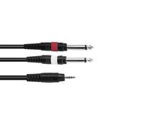 3 pezzi - Cavo adattatore audio OMNITRONIC 3,5 mm a 2x 6,3 mm Jack 3 m Nero