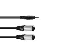 3 pezzi - Cavo Adattatore Audio OMNITRONIC 3,5 mm Jack a 2 XLR Maschio - 3 m, Ne