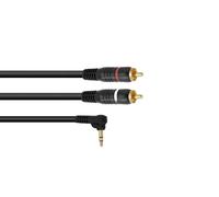 3 pezzi - Cavo Adattatore Audio OMNITRONIC 3,5mm Jack Angolare a 2x RCA 3m Nero