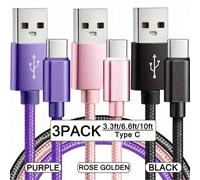 3 pezzi Cavo di ricarica USB Type C ad alta velocità, adatto per telefoni Android, lunghezza 1m/2m/3m, cavo di ricarica e trasferimento dati USB A a USB-C, compatibile con Galaxy S24 S23 S22 S21 S20 U
