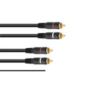 3 pezzi - Cavo RCA Omnitronic 2x2 con Messa a Terra, Lunghezza 1,5 m - Nero