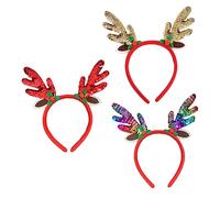 3 pezzi Cerchietto con corna di Natale Fascia con cervo natalizio Fascia natalizia for bambini Accessori for capelli fulvo Decorazioni natalizie Corna di Natale Copricapo Paillettes Decorazioni for ba