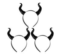 3 Pezzi Cerchietto Corna Diaboliche Nero in Plastica per Cosplay | Festa a Tema e Carnevale, Design Unico e Stile Misterioso, Accessorio per Travestimento