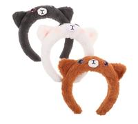 3 Pezzi Cerchietto Gatto Peluche per Make-up e Skincare, Donna | Orecchie Feline, Occhi Eterocromatici, Plastico Morbido, Tiene Ciocche e Frangia Lontane dal Viso