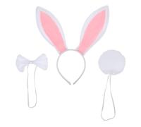 3 Pezzi Cerchietto Orecchie da Coniglio Bianco, Set