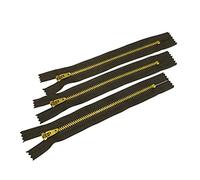 3 pezzi / cerniere in ottone chiuse con cursore semi-automatico, disponibile in Maya 3#, cerniera per cucire, cerniera per cucire sui vestiti, (12 cm, verde pino)