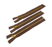 3 Pezzi Cerniere in Ottone Chiuse Con Cursore Semi-automatico, Maya 3#, per Cucire Su Vestiti (12 cm, Marrone)