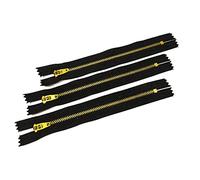 3 Pezzi Cerniere in Ottone Chiuse Con Cursore Semi-automatico, Maya 3#, per Cucire Su Vestiti (22 cm, Nero)