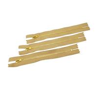 3 Pezzi Cerniere in Ottone Chiuse Con Cursore Semi-automatico, Maya 3#, per Cucire Su Vestiti (25 cm, Beige)