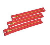 3 Pezzi Cerniere in Ottone Chiuse Con Cursore Semi-Automatico, Maya 3#, per Cucire Sui Vestiti (25 cm, Rosso)