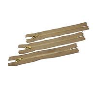 3 Pezzi Cerniere in Ottone Chiuse Con Cursore Semi-Automatico, Maya 3#, per Cucire Sui Vestiti (25 cm, Tostato)