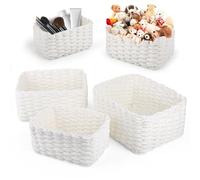 3 Pezzi Cesta Portaoggetti,Immagazzinaggio Contenitori,Cestini Portaoggetti,Cestino in Vimini,Cesto Porta,Bianco Cestino Portaoggetti Intrecciato,per Bagno,Cassetti,Tavoli,Cassettiere,Cucine,Soggiorno