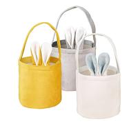 3 Pezzi Cestino Pasqua con Orecchie Coniglietto, Cestini Pasquali con Manico, Scatole Portaoggetti Coniglietto, Sacchetti per Caramelle Bambini, Cesto Pasquale Caccia Uova Regalo di Pasqua (B)