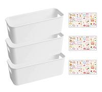 3 Pezzi Cesto Portaoggetti in Plastica, Scatola Cosmetica, Cestini Portaoggetti in Plastica, Scatole Portaoggetti Piccoli con Manici, per Cosmetico, Scaffale di Cucina, Bagno, Ufficio (Bianco)