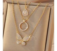 3 pezzi Ciondolo unico e personalizzato a forma di cuore con pietra occhio di gatto, design carino con orsetto e luna, collana a clavicola versatile di alta qualità come regalo per le donne per San Va